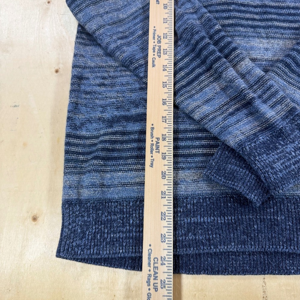 Lucky Brand Mens Medium Space Dye Striped Henley Sweater Blue Cotton Knit - Picture 3 of 5